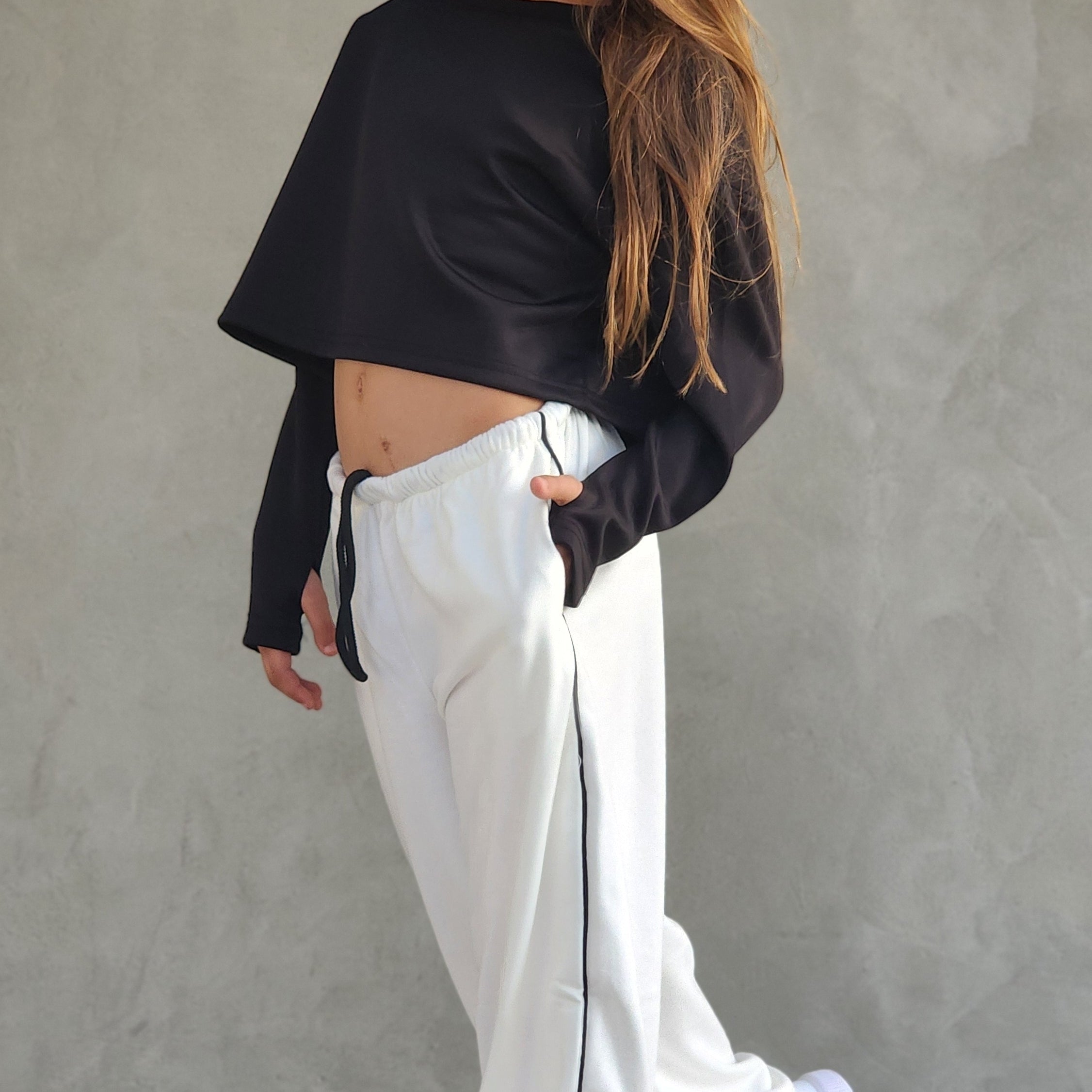 מכנסי היפ הופ לבנים לילדות