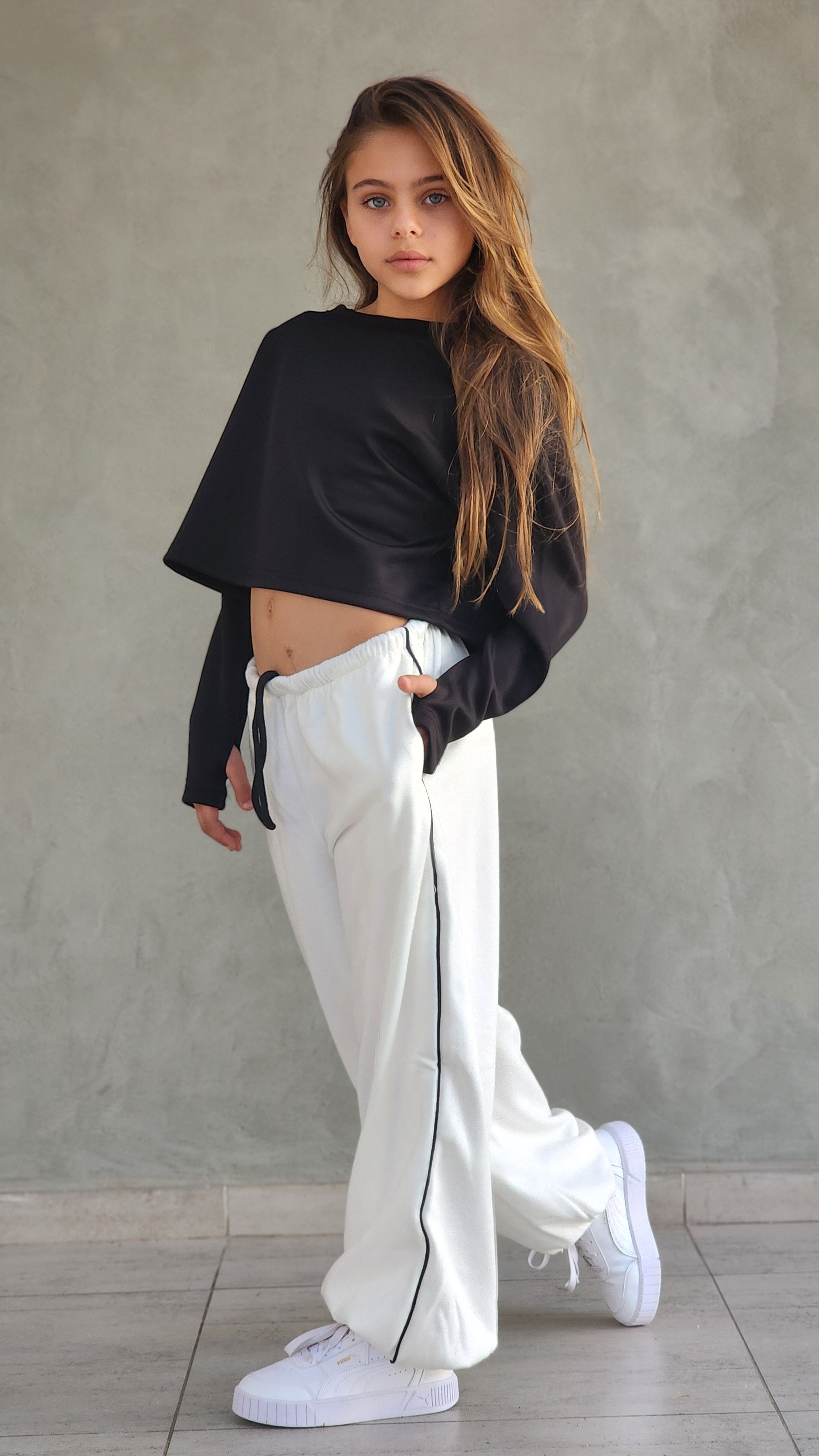 מכנסי היפ הופ לבנים לילדות