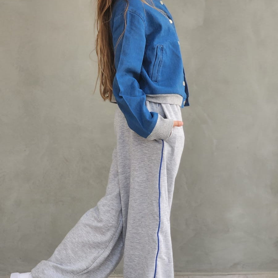 מכנס פרנצ'טרי ארוך עם פספול צד