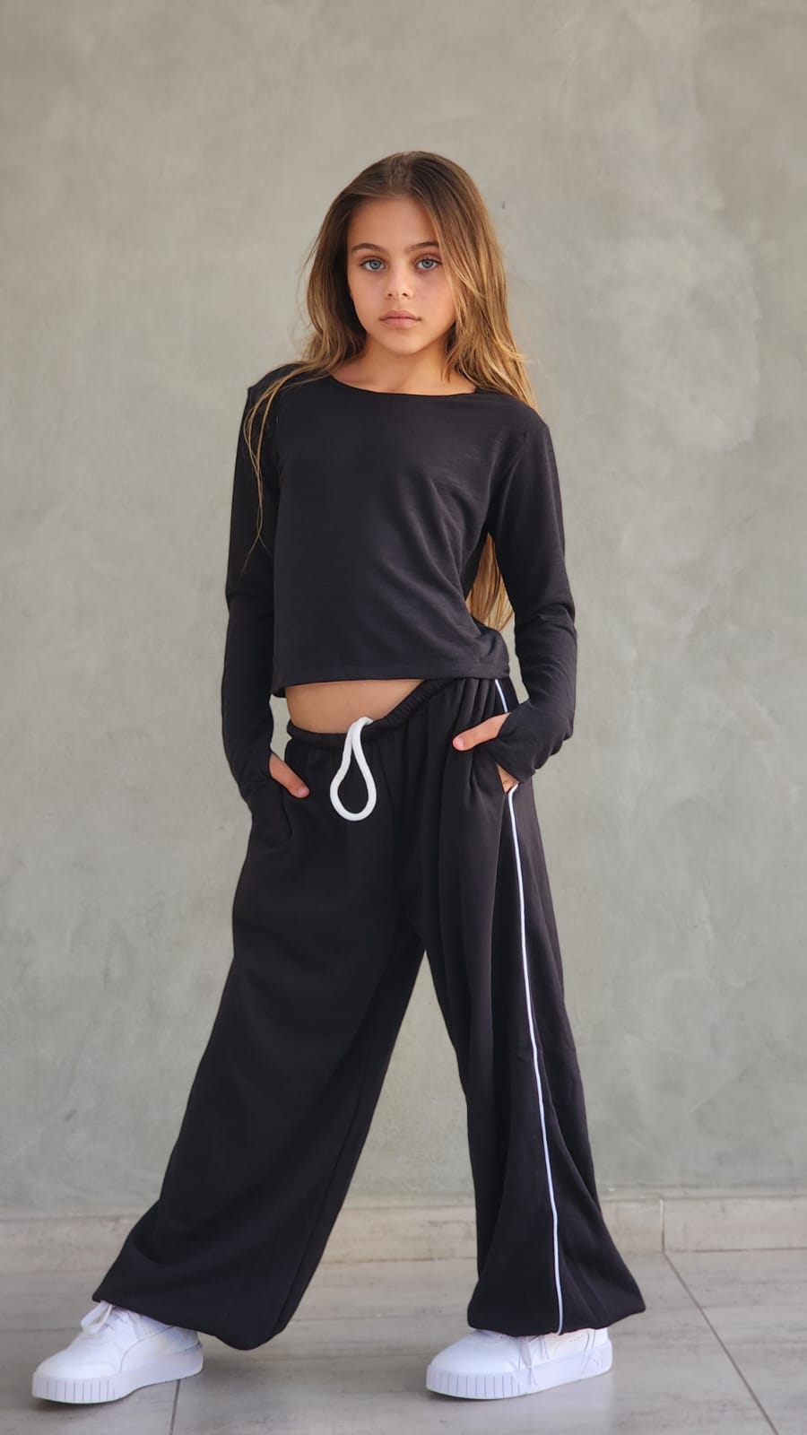 מכנס היפהופ פרנצ'טרי ארוך עם פספול צד