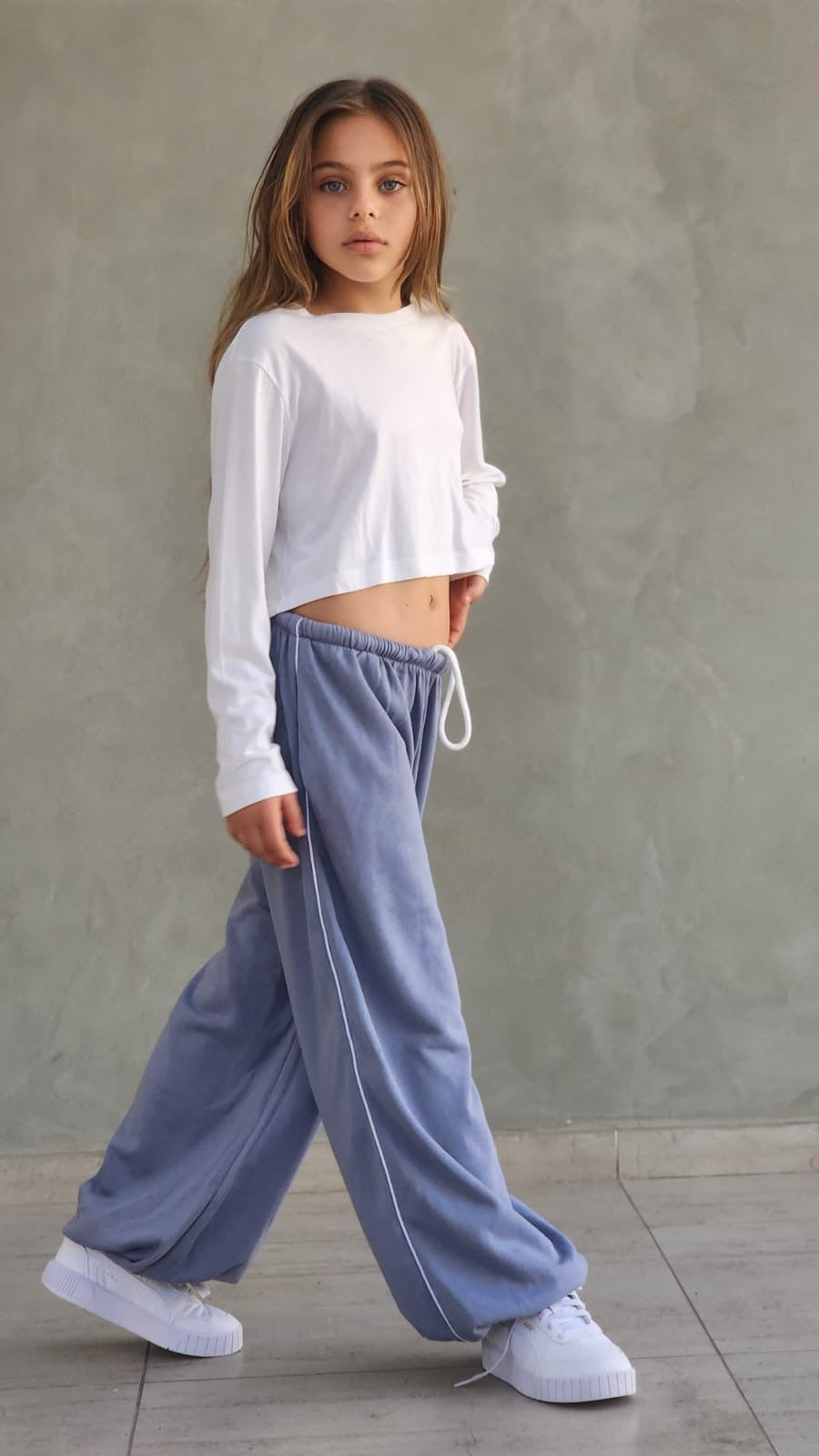 מכנס פרנצ'טרי ארוך עם פספול צד