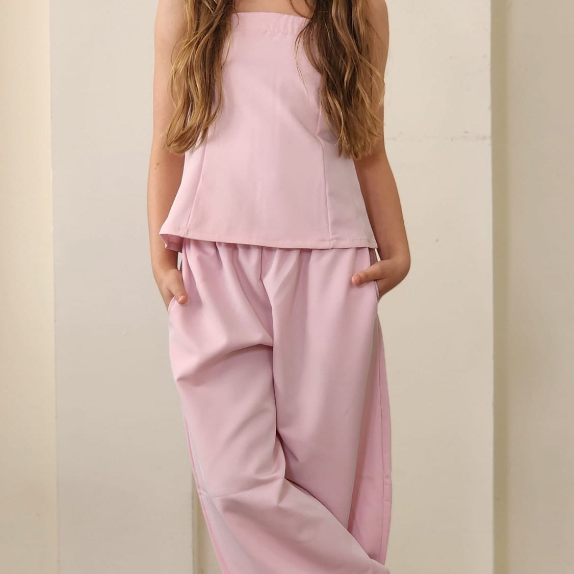 סט מכנס רחב ומחוך רוכסן גב