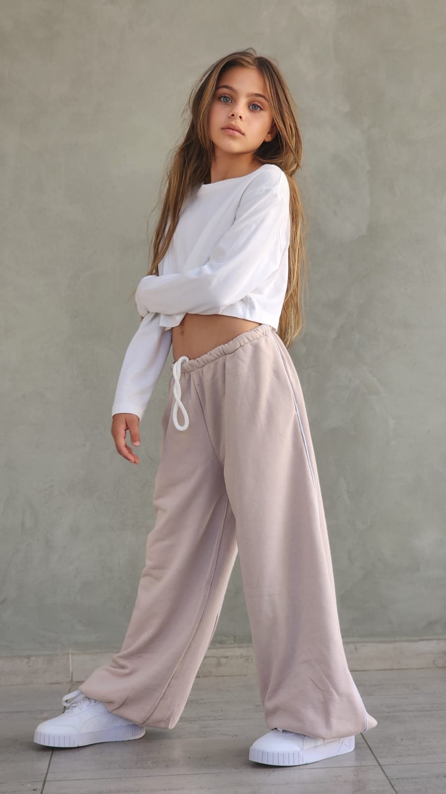 מכנס פרנצ'טרי ארוך עם פספול צד