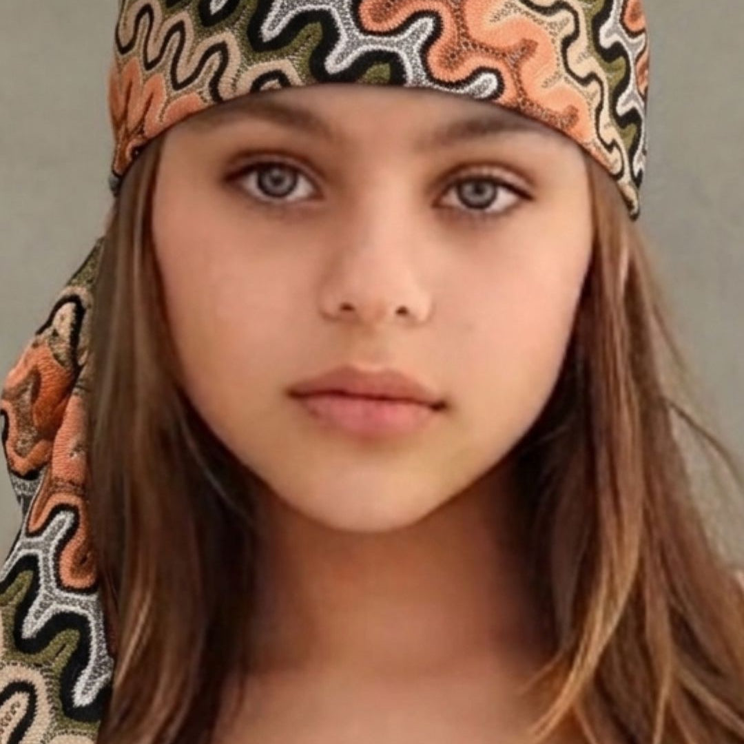 בנדנה כגנון רטרו לילדות כתומה
