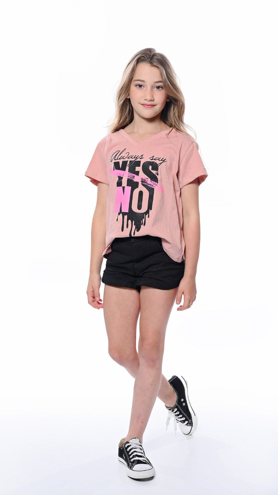 מכנס קצר לבן לילדה שורט סטון ווש צביעה