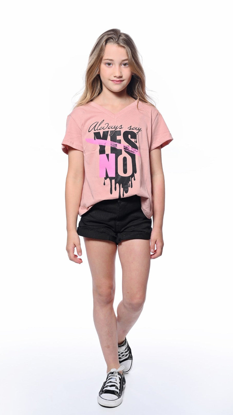 מכנס קצר שחור לילדה שורט סטון ווש צביעה