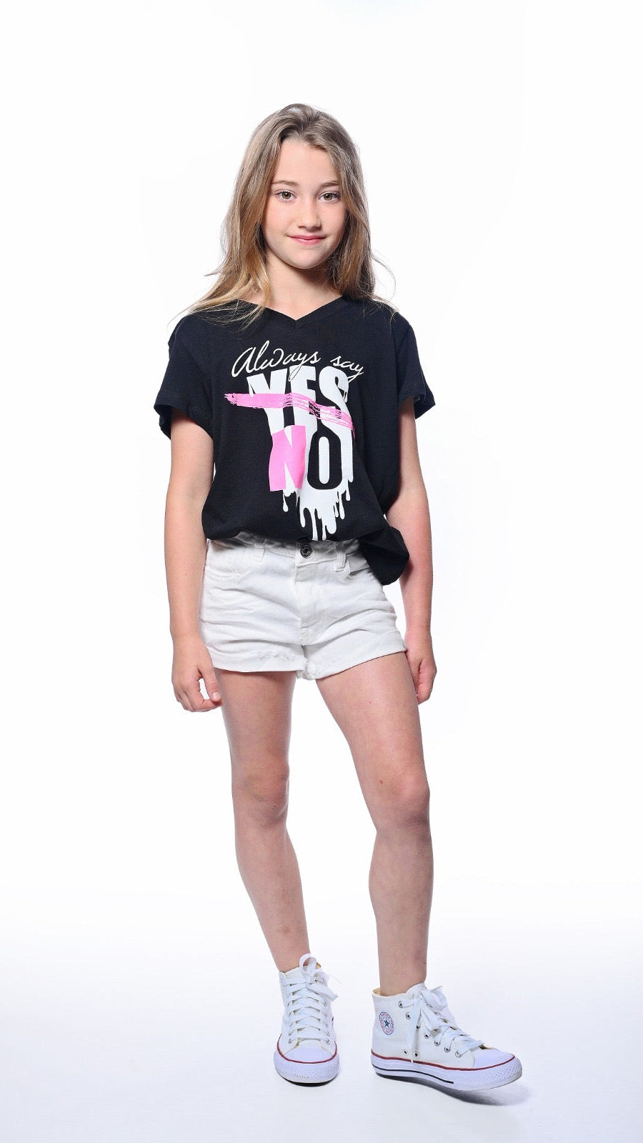 מכנס קצר לבן לילדה שורט סטון ווש צביעה