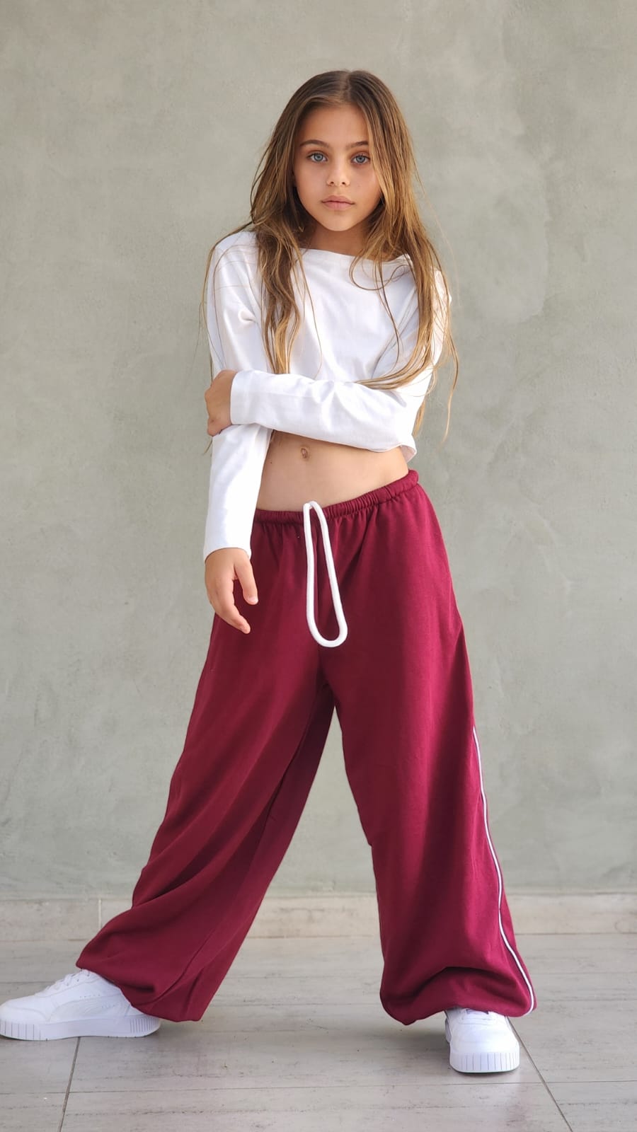 מכנס פרנצ'טרי ארוך עם פספול צד