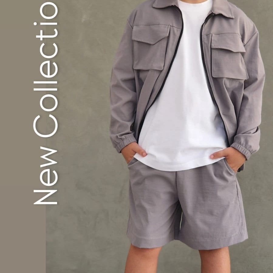 חליפת בנים ברמודה ג'קט רוכסן וחולצת ניקי