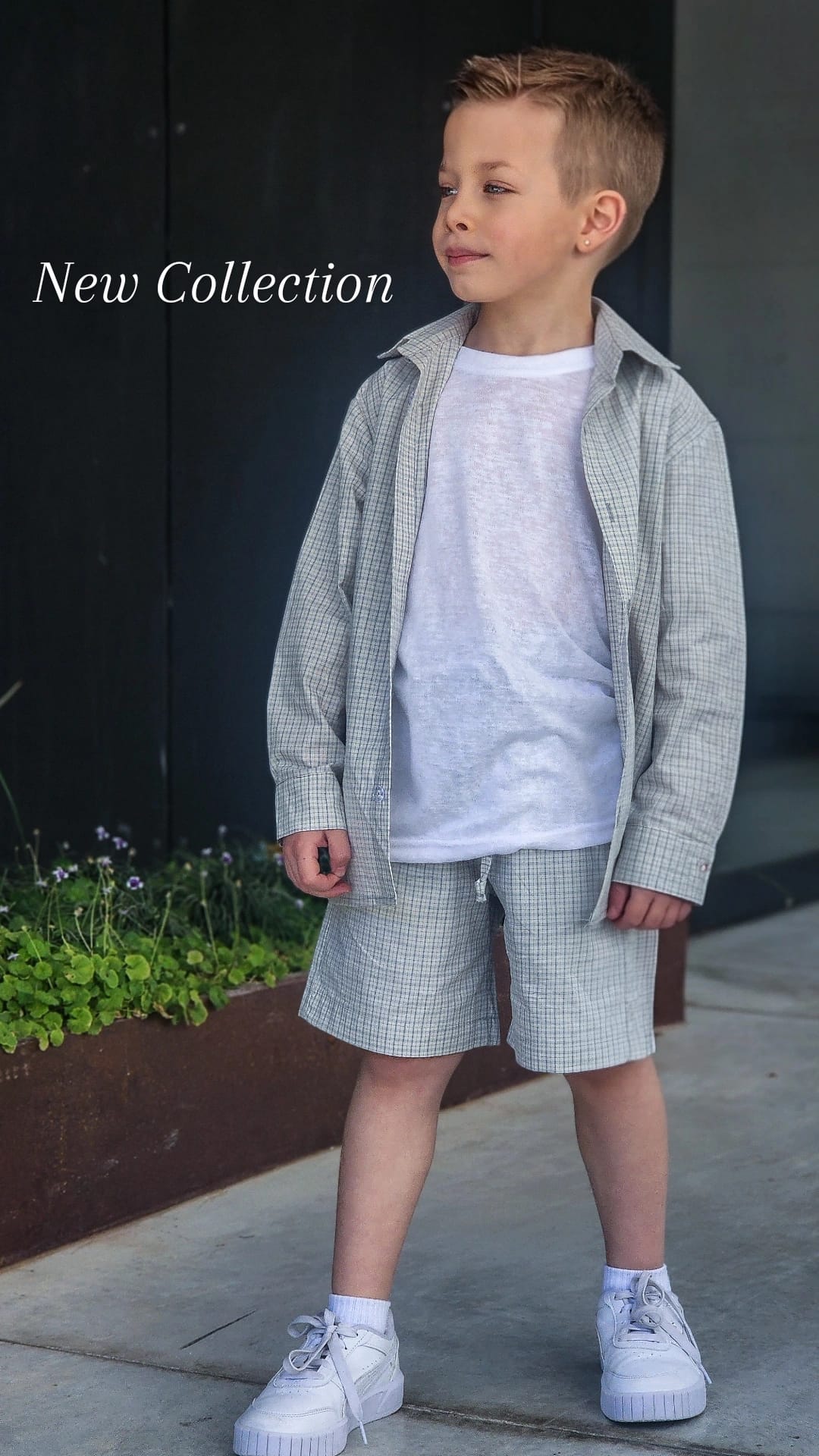 סט בנים ברמודה חולצה מכופתרת וטישרט