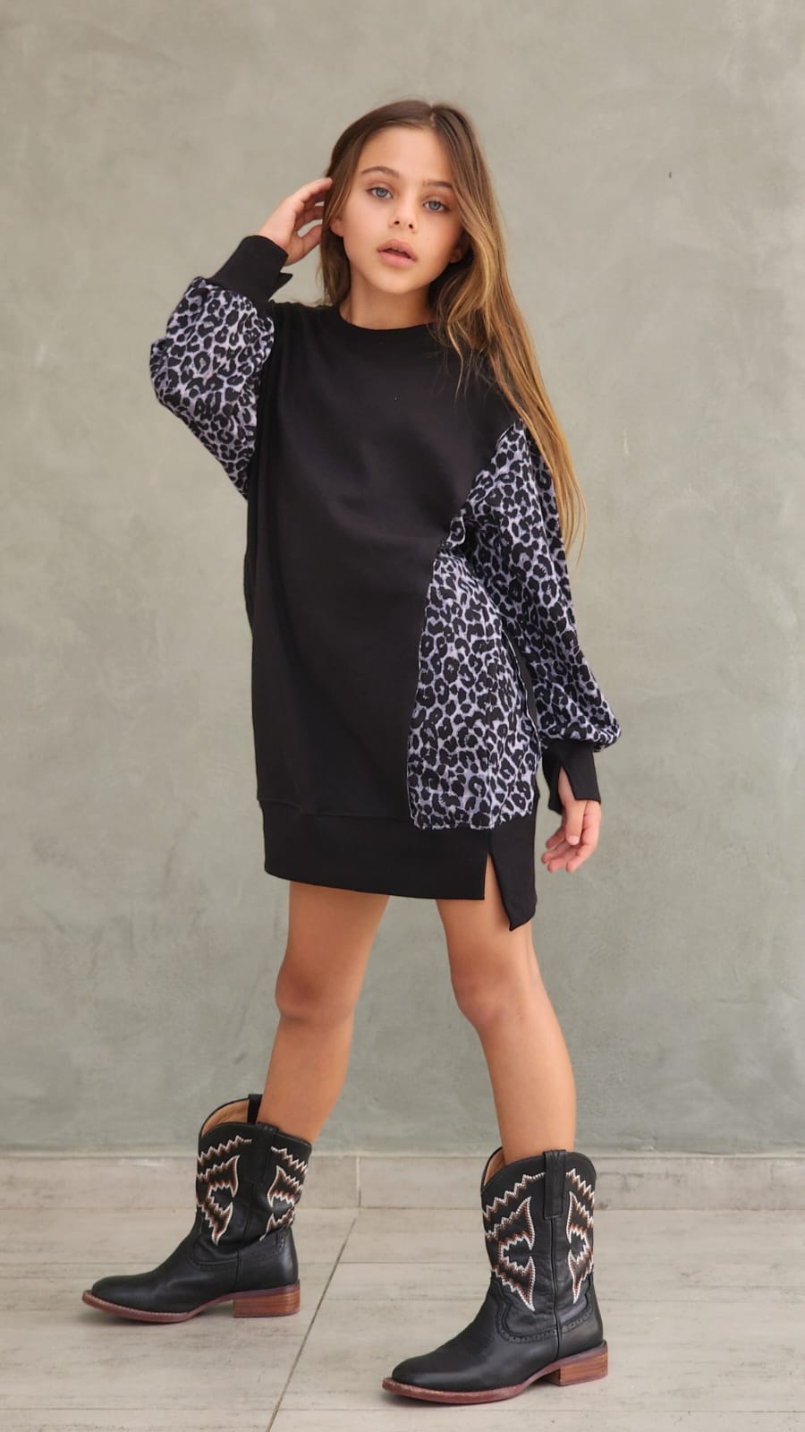 שמלת פרנצ'טרי שילוב מנומר