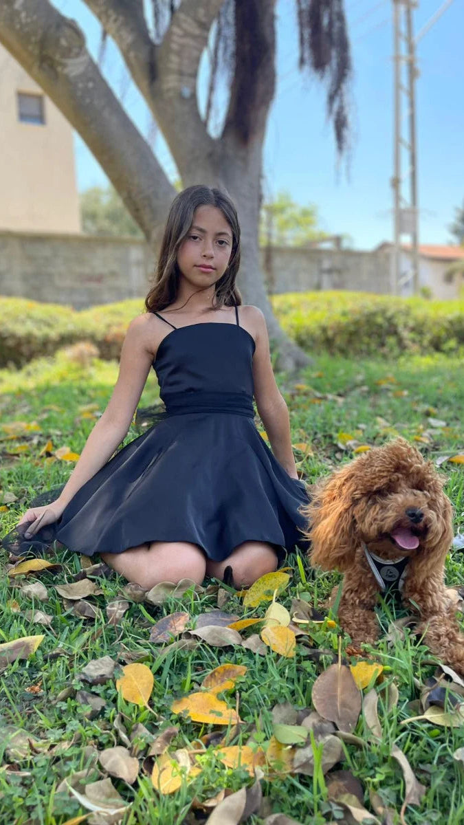 שמלה לילדה לארוע אלגנט פפיון קשירה בגב