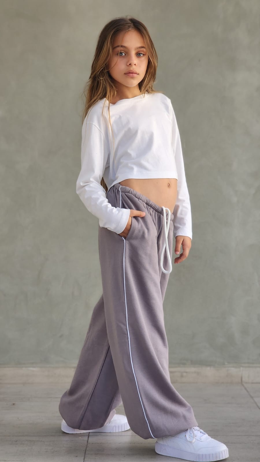 מכנס פרנצ'טרי ארוך עם פספול צד