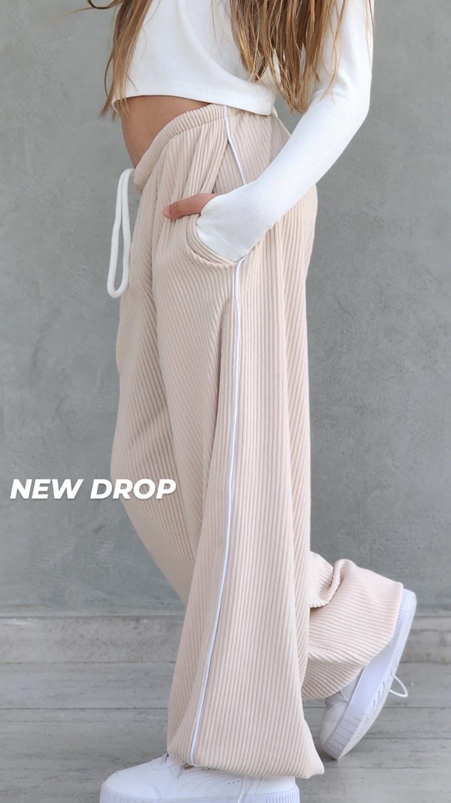 מכנס סרוג דמוי קורדרוי לילדות