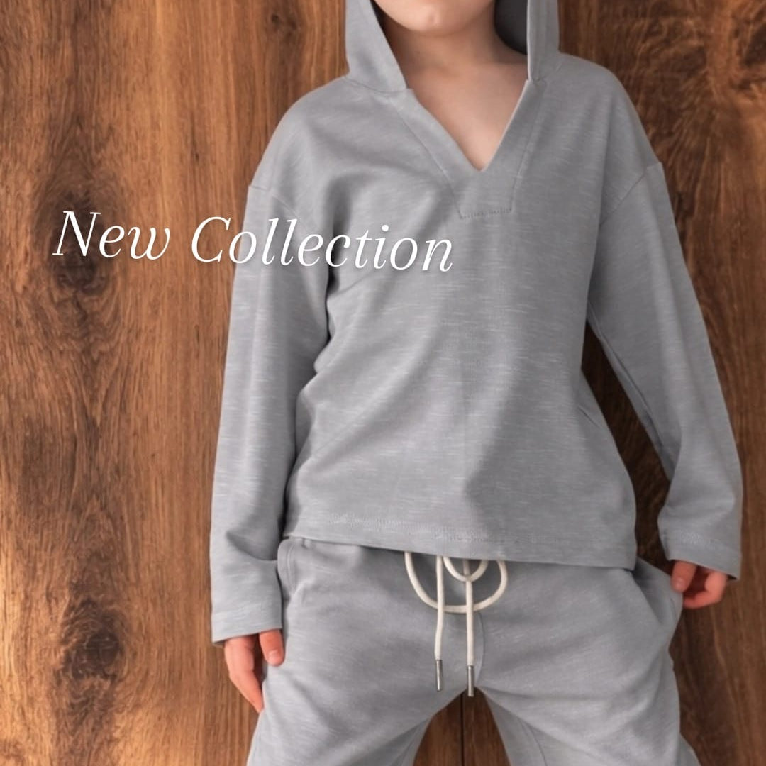 סט סריג טקסטורה ברמודה וחולצת קפושון