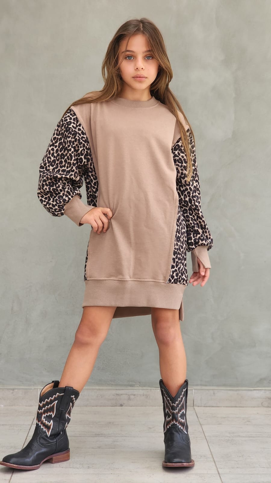 שמלת פרנצ'טרי שילוב מנומר