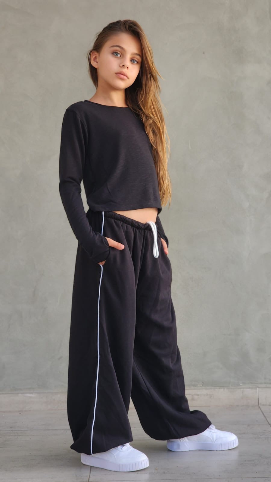 מכנס פרנצ'טרי ארוך עם פספול צד