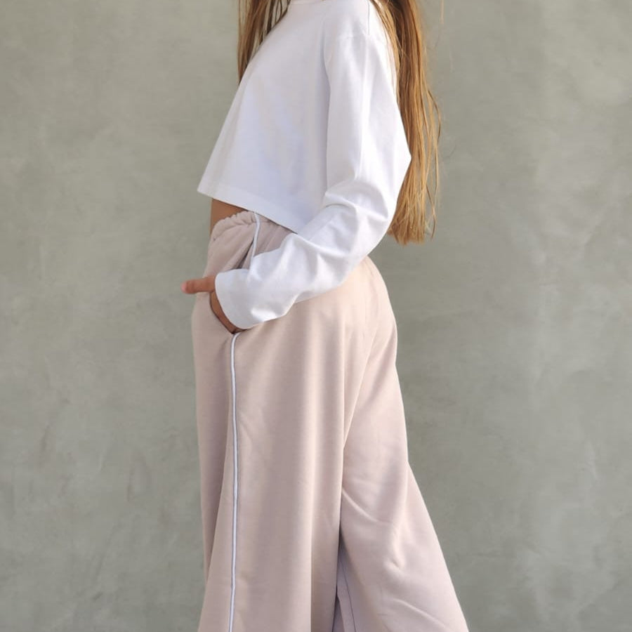 מכנס פרנצ'טרי ארוך עם פספול צד