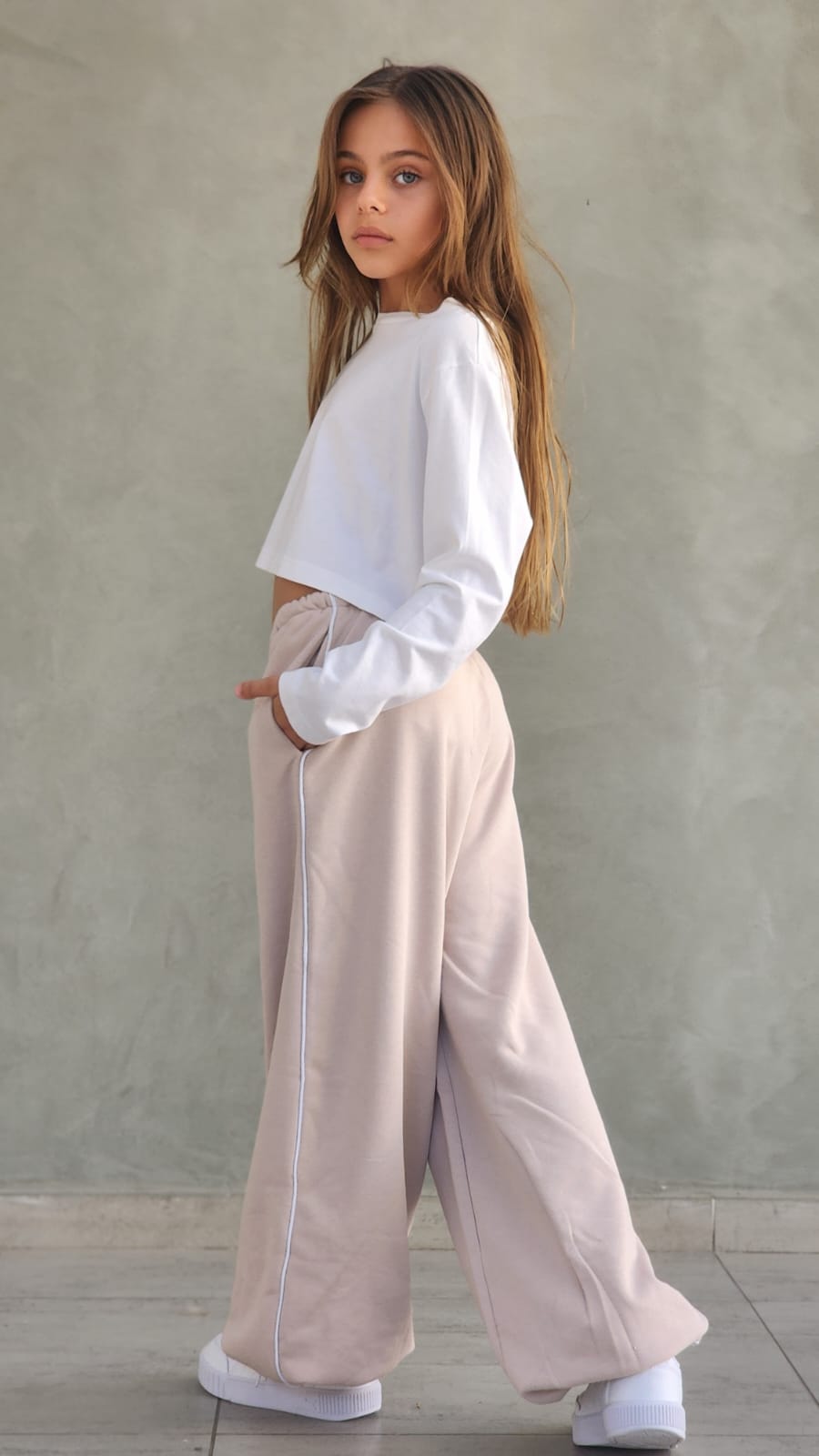 מכנס פרנצ'טרי ארוך עם פספול צד