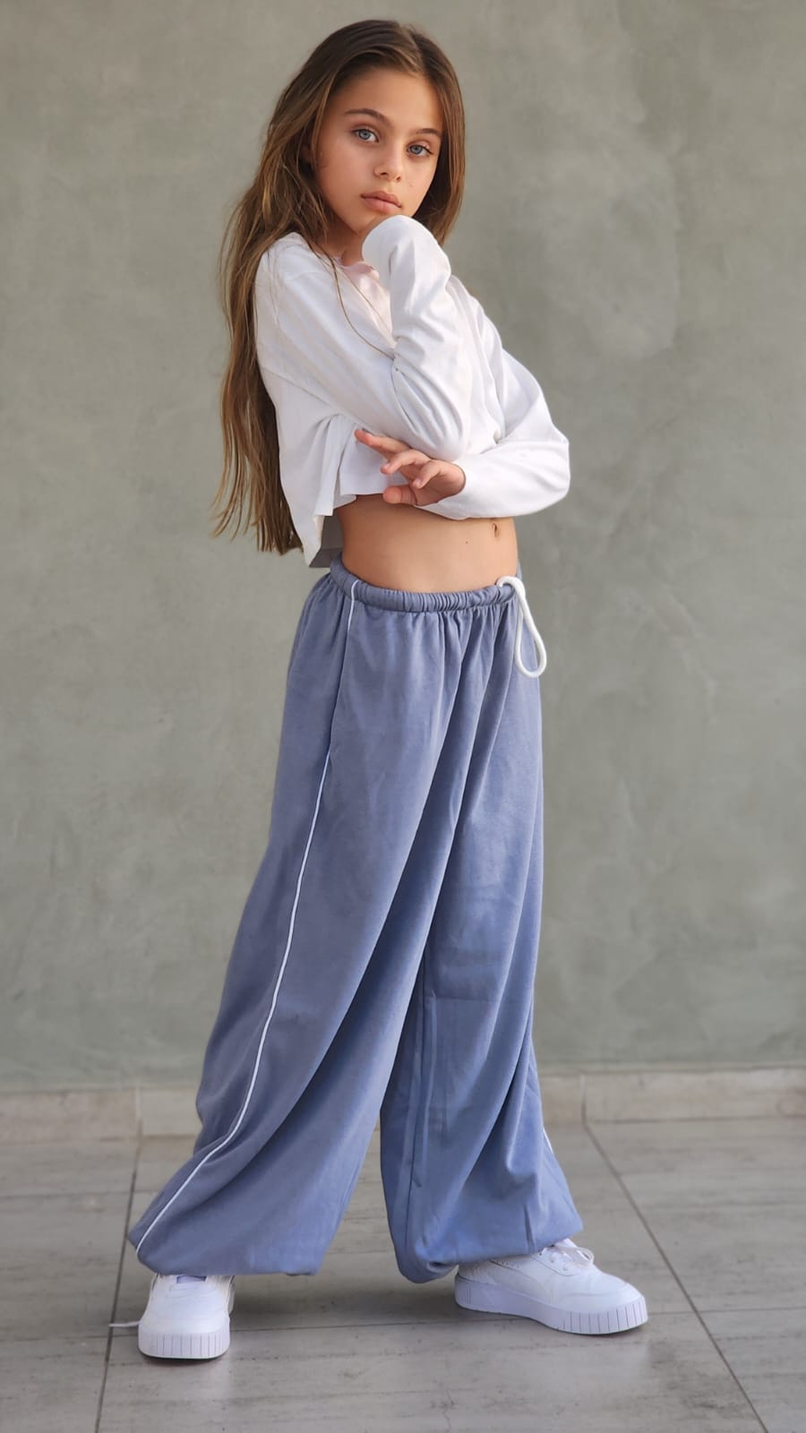 מכנס פרנצ'טרי ארוך עם פספול צד