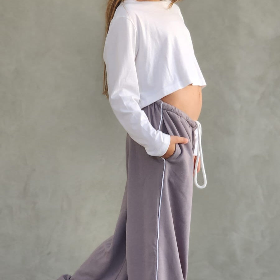 מכנס פרנצ'טרי ארוך עם פספול צד