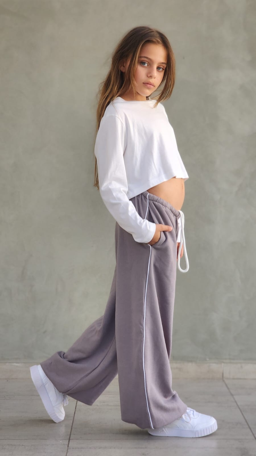 מכנס פרנצ'טרי ארוך עם פספול צד