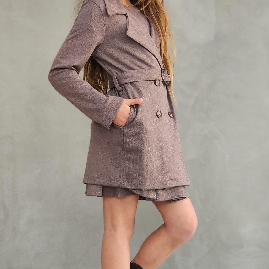 שמלת כפלים פישבון וג'קט ארוך