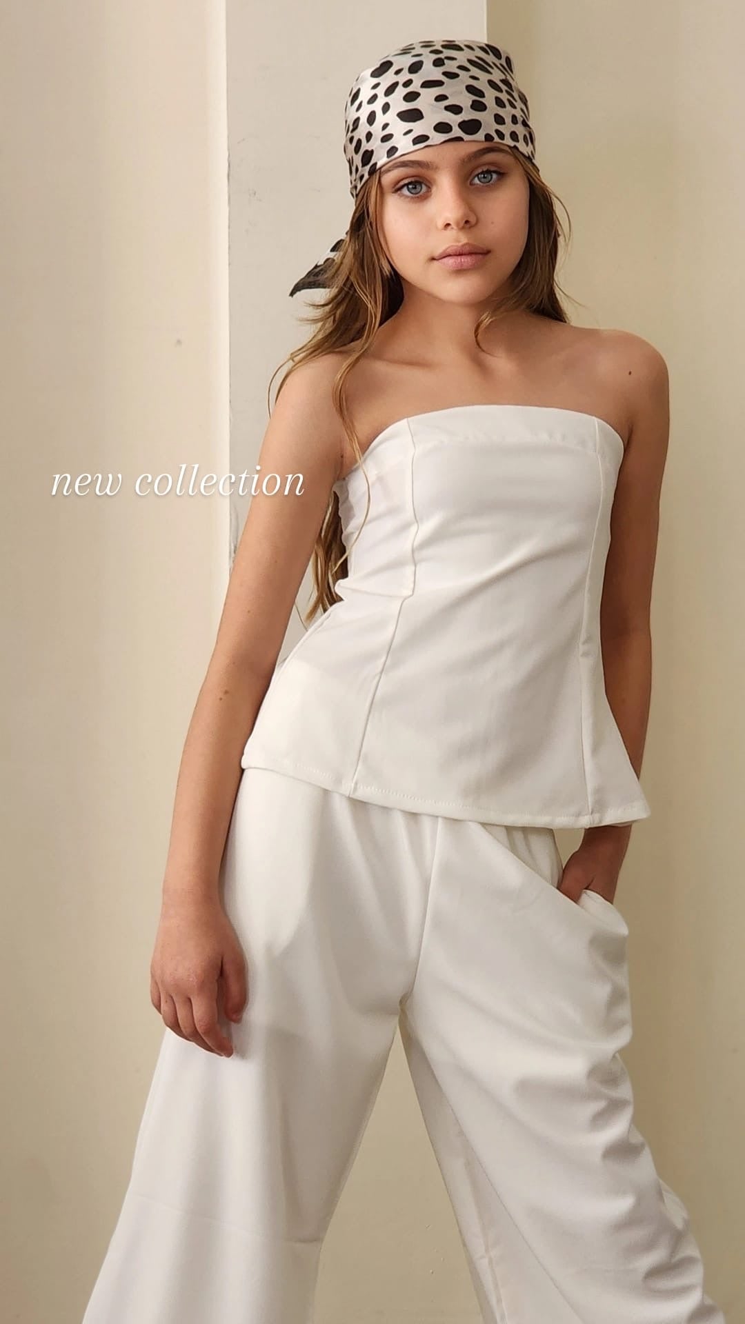 סט אופנתי לילדות ונערות לבן לחג