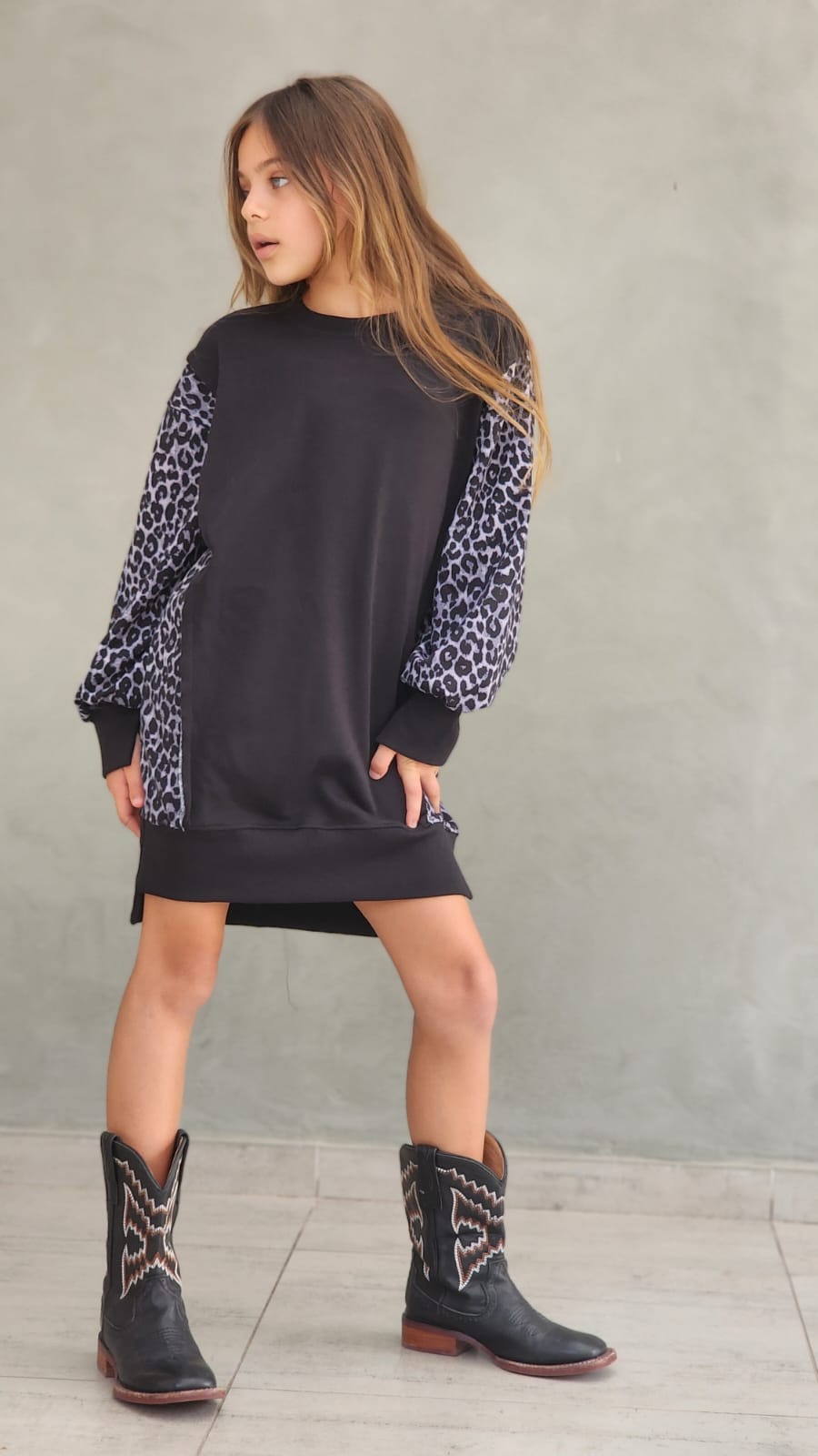 שמלת פרנצ'טרי שילוב מנומר