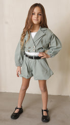 חליפה לבנות 3 חלקים מכנס חולצה וג'קט