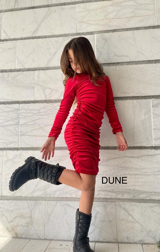 שמלת קטיפה כיווצים