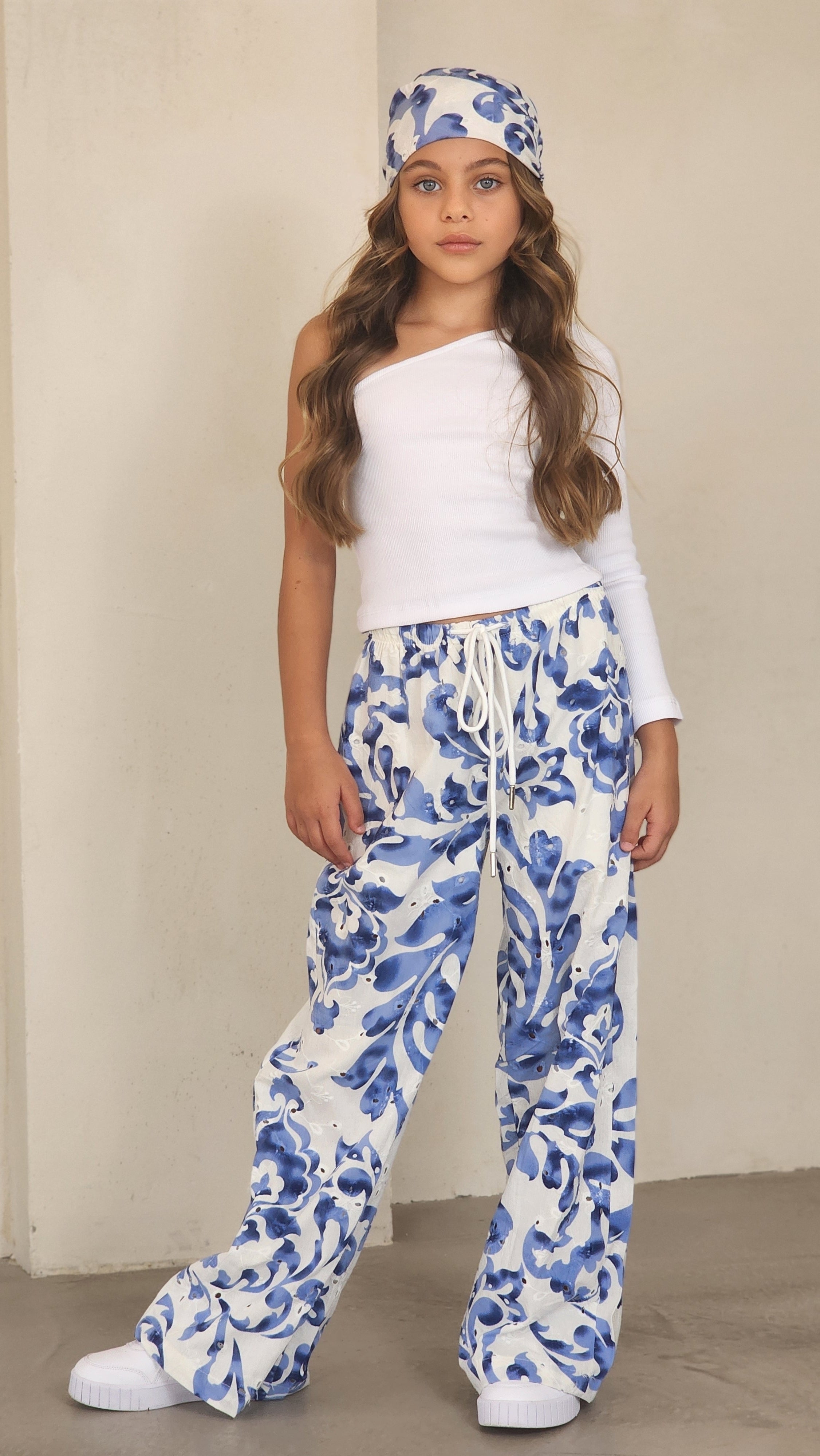 מכנס תחרה דפוס עם בנדנה