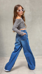 חולצת בטן לילדה פסים כוכב