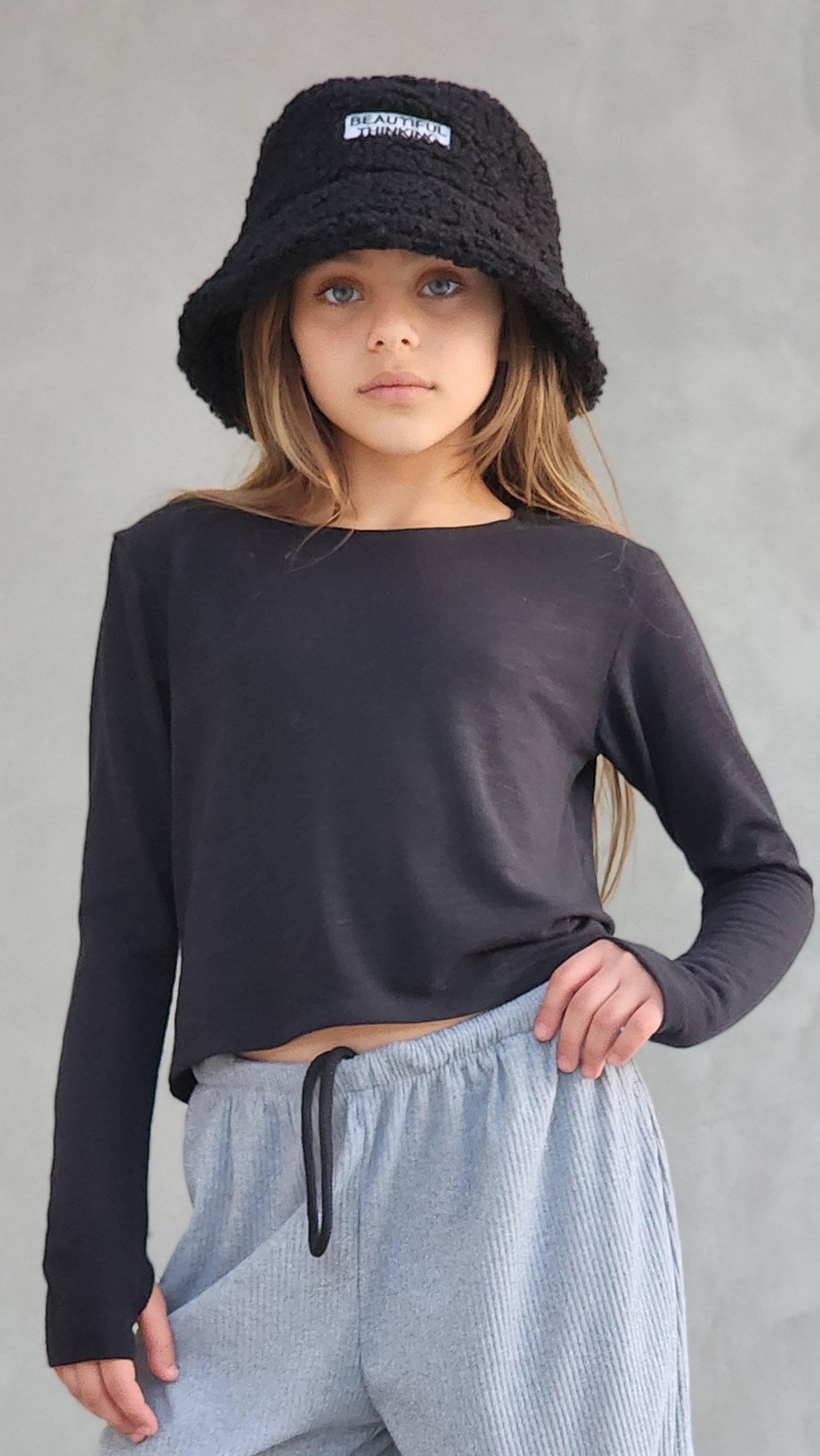 חולצה ארוכה שרוול כפפה לילדות