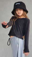 חולצה ארוכה שרוול כפפה לילדות