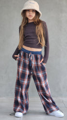 מכנס משובץ חולצה שרוול ארוך לילדות