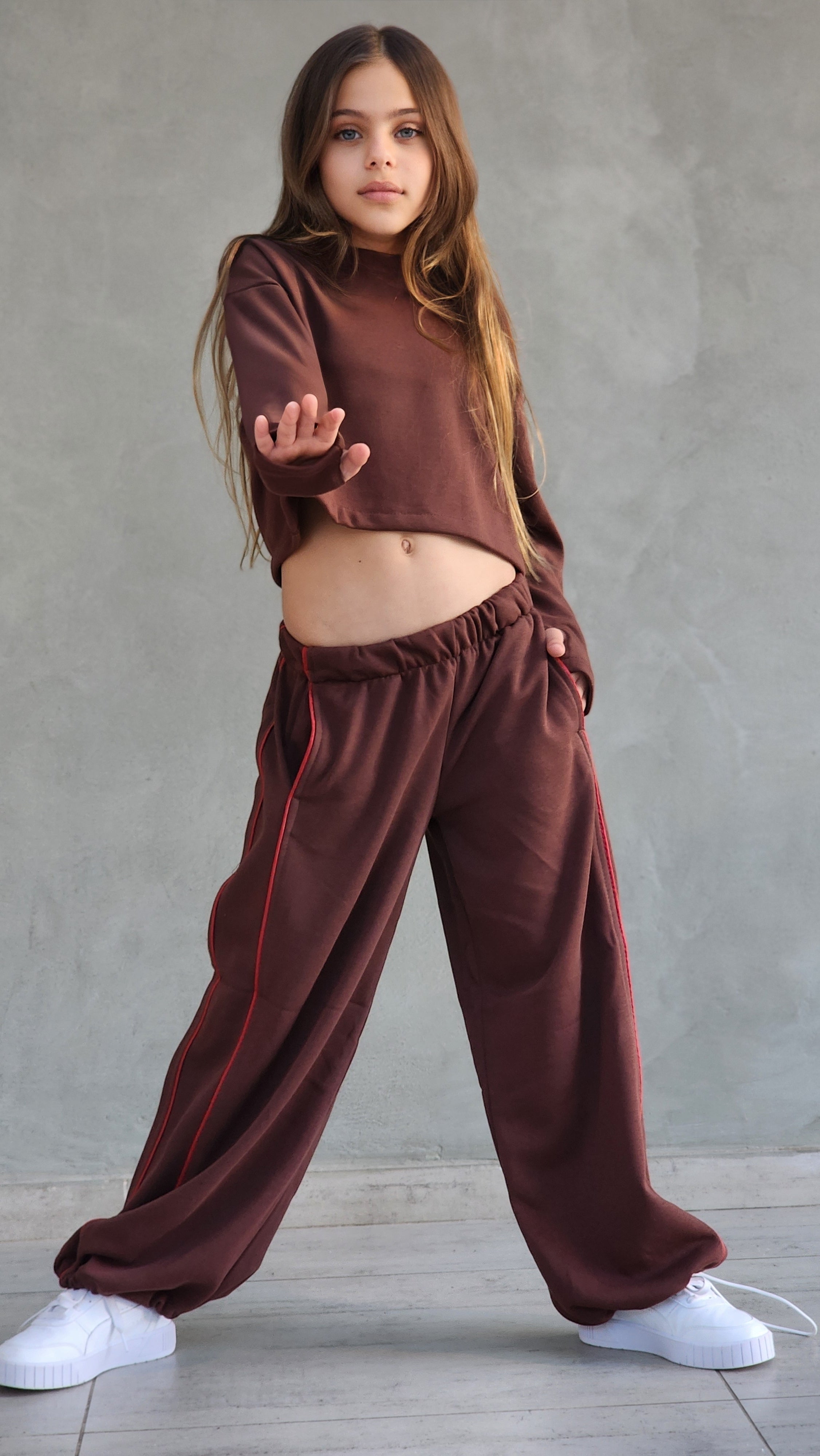 חליפת מכנס חולצה שרוול ארוך לילדות