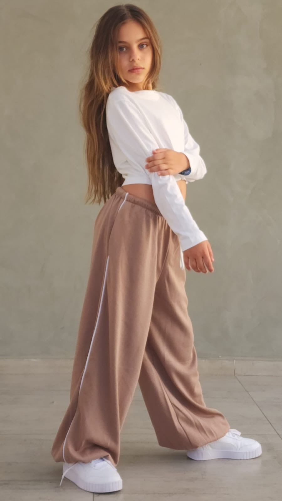 מכנס פרנצ'טרי ארוך עם פספול צד