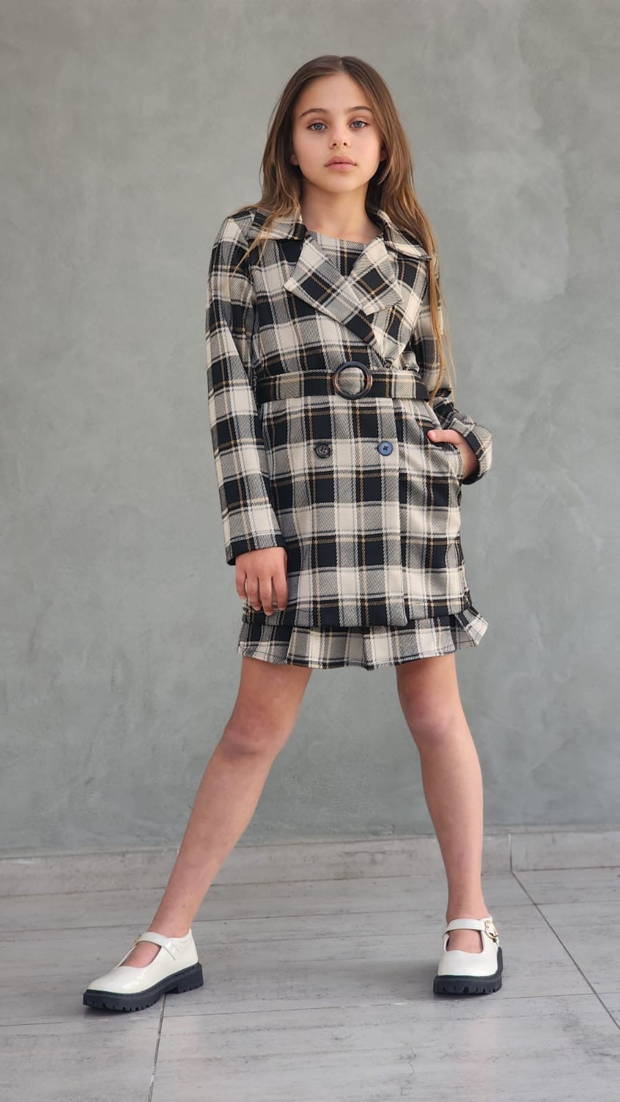 שמלת משבצות עם ג'קט לילדות ונערות