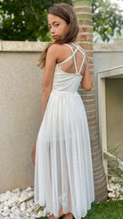 שמלה לילדה לארוע מקסי שליץ טול,עם איקס גב