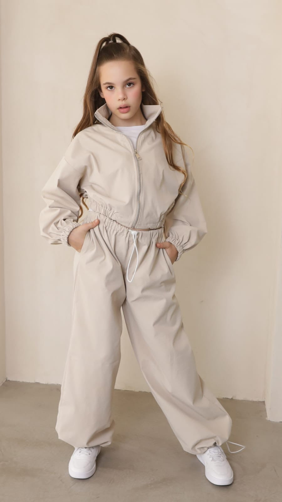 סט מכנס היפהופ וג'קט רוכסן מלא עם גופייה