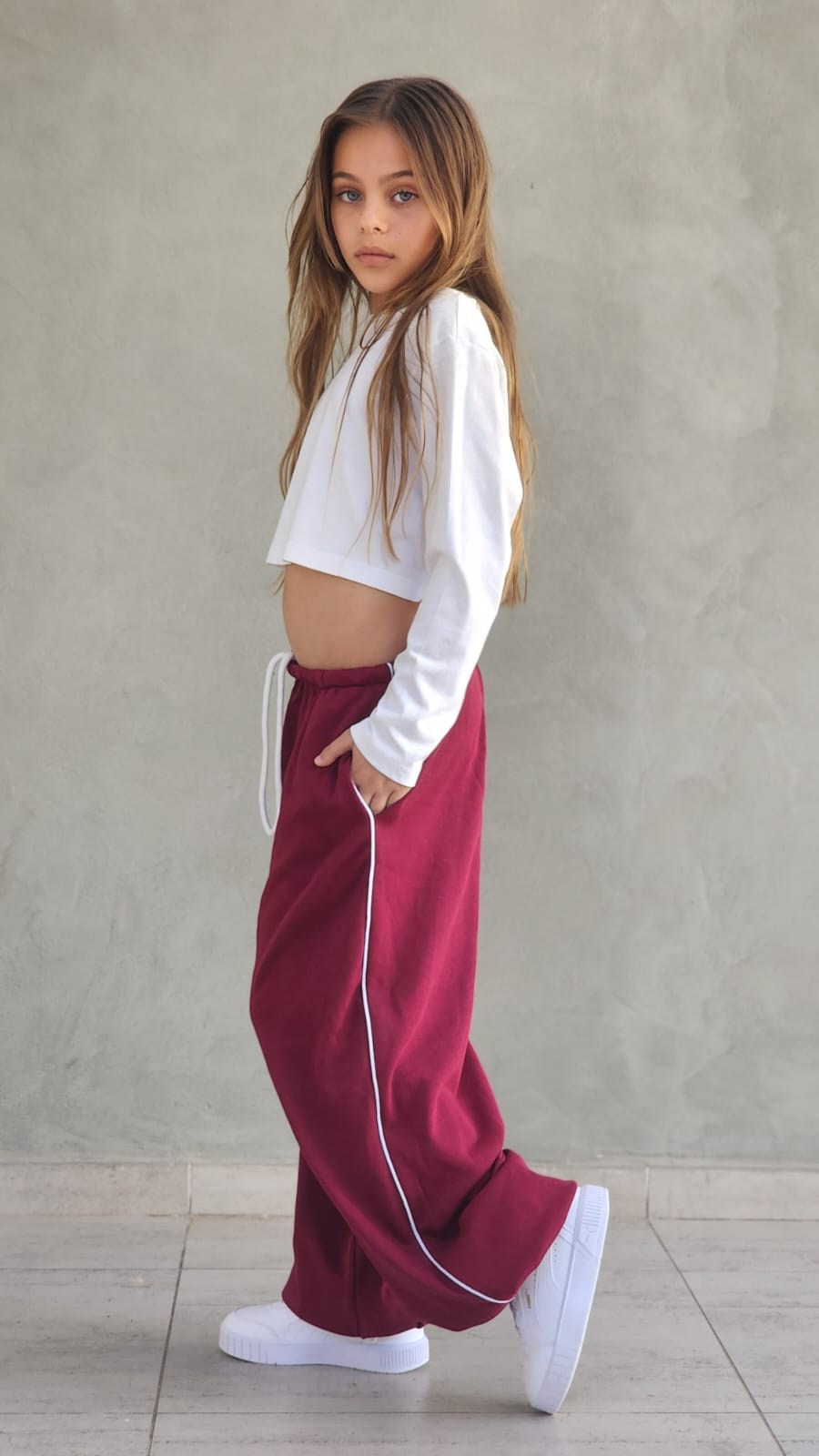 מכנס פרנצ'טרי ארוך עם פספול צד