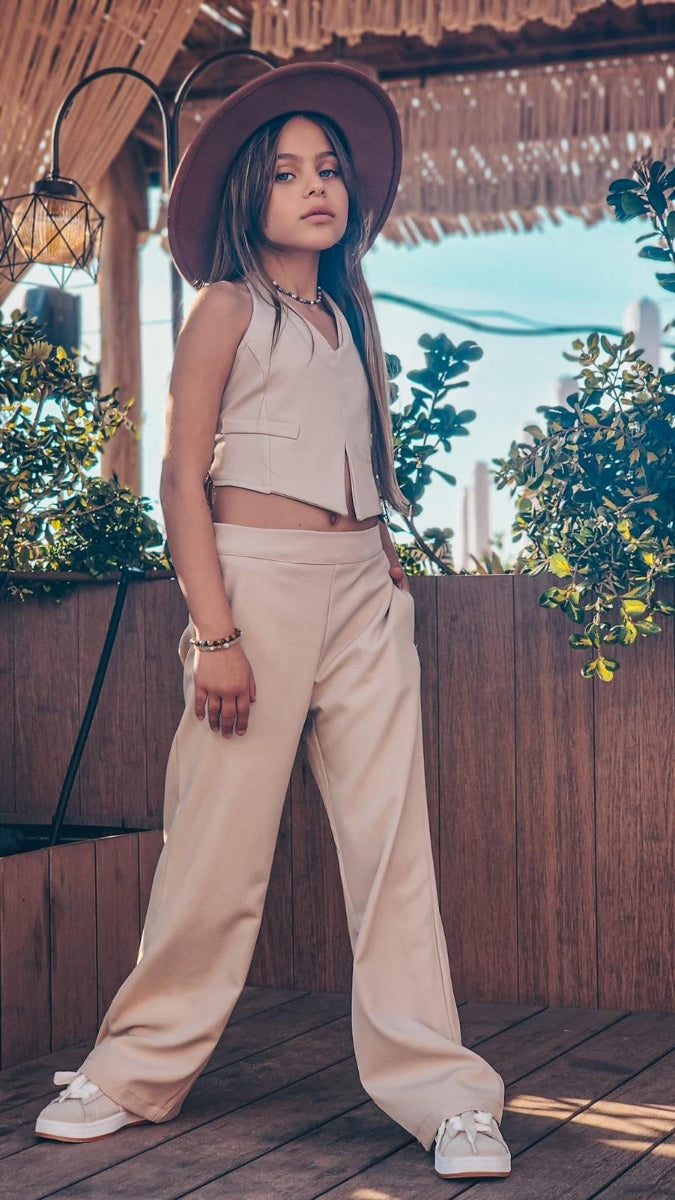 חליפת אירועים מכנס מתרחב ווסט קשירה