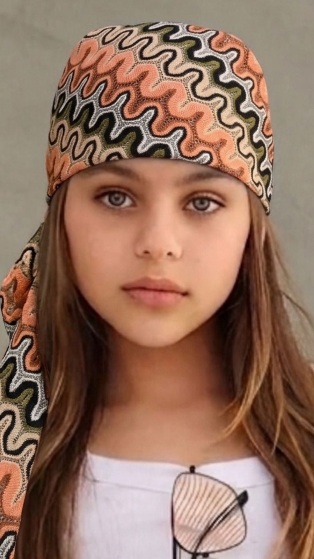 בנדנה כגנון רטרו לילדות כתומה