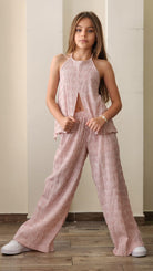 סט חולצת קשירה ומכנס לילדה DUNE וורוד