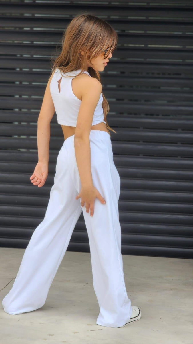 סט טופ טבעת ומכנס פנס רחב ג'רסי