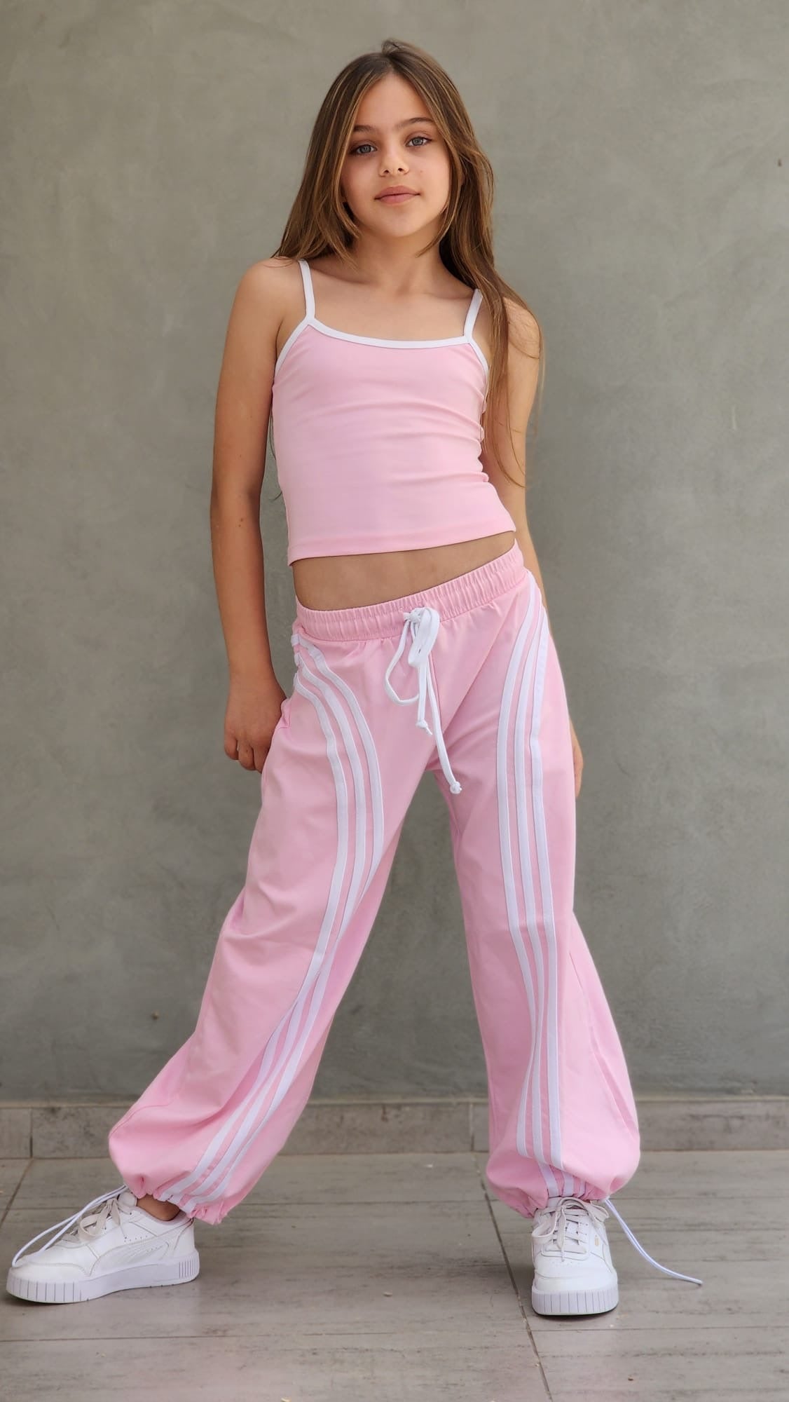 סט היפ הופ לנערות וילדות בצבע ורוד מרשמלו - אופנת רחוב מעוצבת DUNE