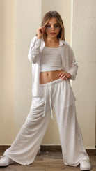 סט מכנס חולצה מכופתרת וגוזייה לילדות ונערות