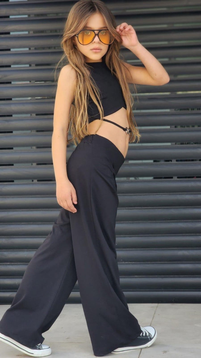 סט טופ טבעת ומכנס פנס רחב ג'רסי