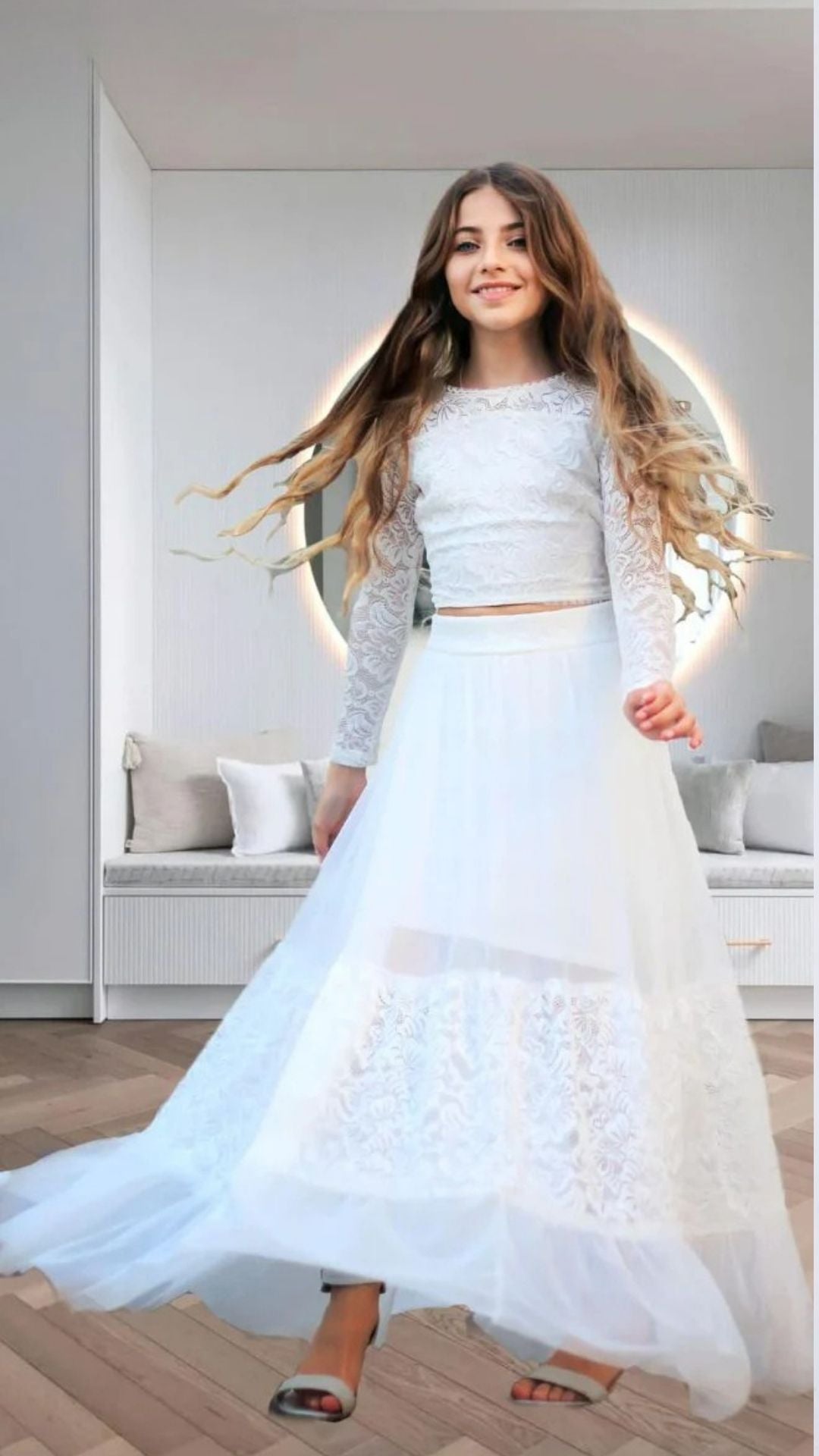 סט חצאית מקסי וחולצת בטן בת מצווש